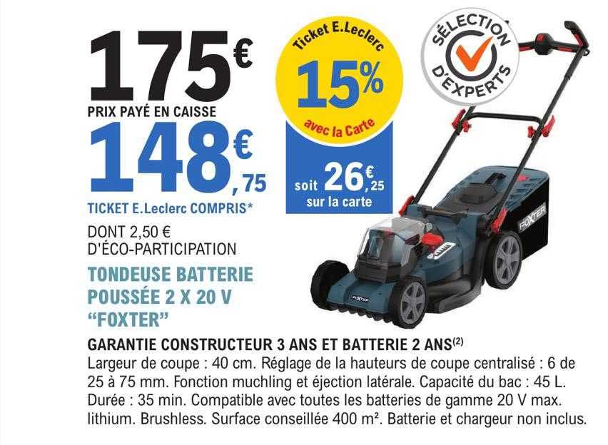 Tondeuse Batterie Poussées 2 X 20v "foxter"