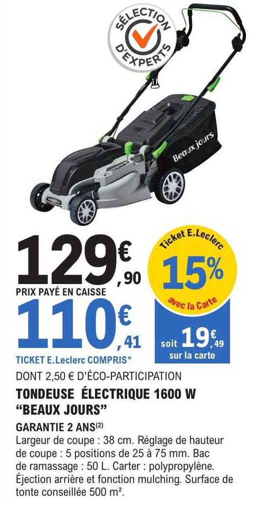 tondeuse électrique 1600w "beaux jours"