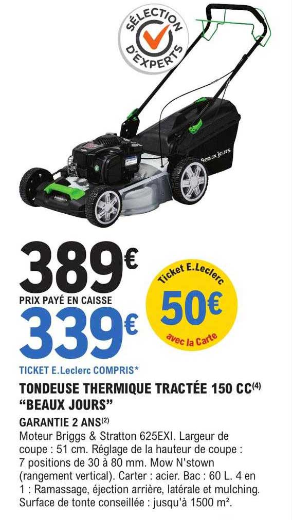 tondeuse thermique tractée 150 cc "beaux jours"