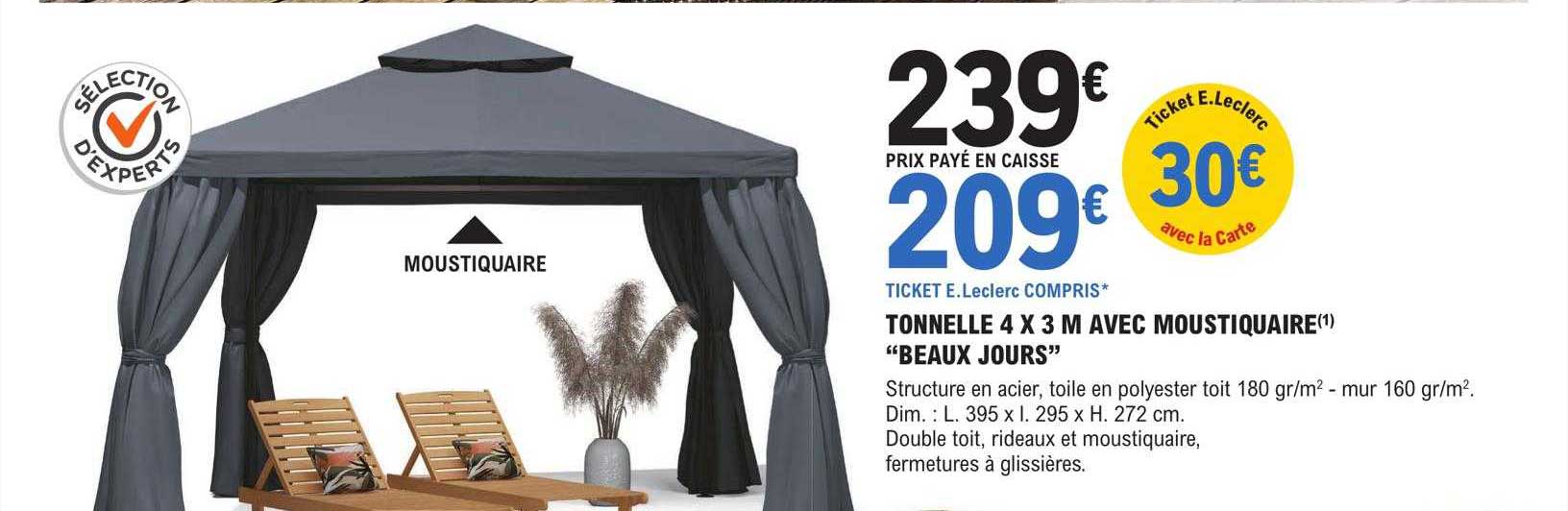 Tonnelle 4 X 3 M Avec Moustiquaire "beaux Jours"