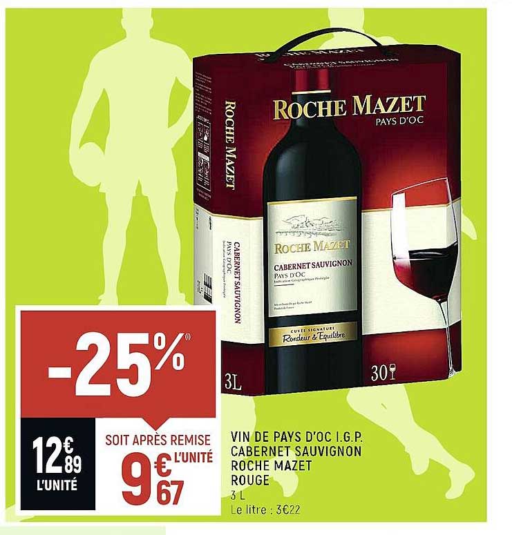 vin de pays d'oc i.g.p. cabernet sauvignon roche mazet rouge