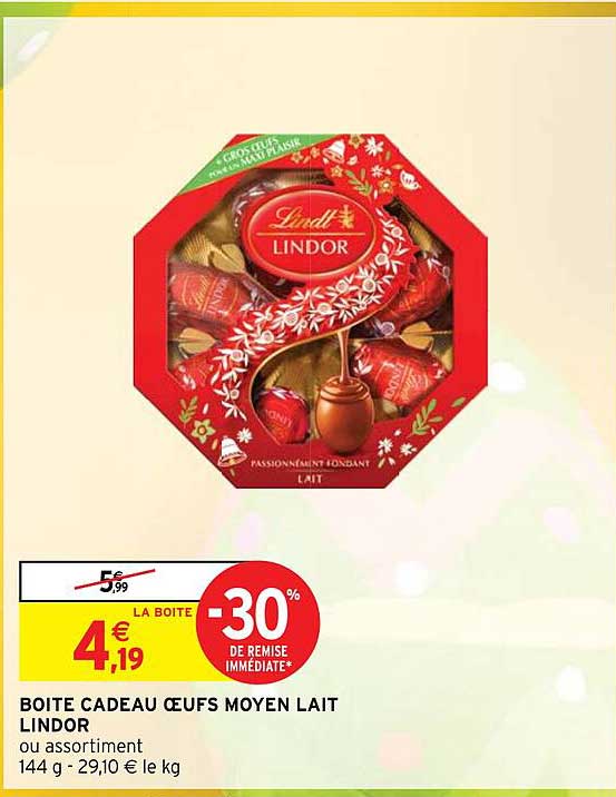 Boîte Cadeau œufs Moyen Lait Lindor