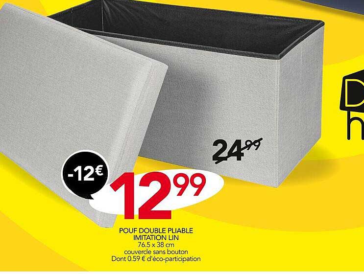 Pouf Double Pliable Imitation Lin