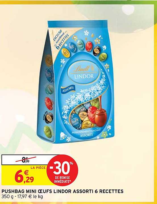 pushbag mini œufs lindor assorti 6 recettes