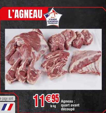 agneau : quart avant découpé
