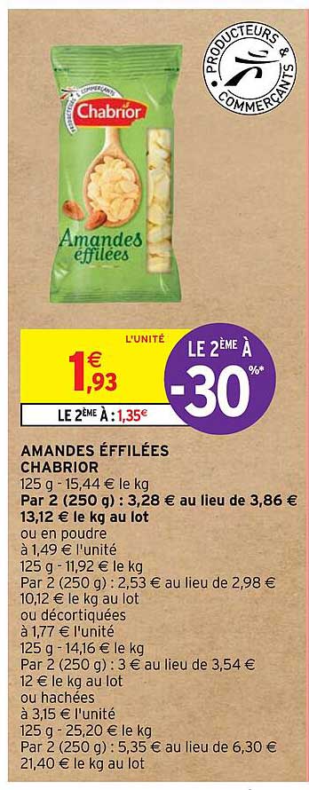 amandes éffilées chabrior