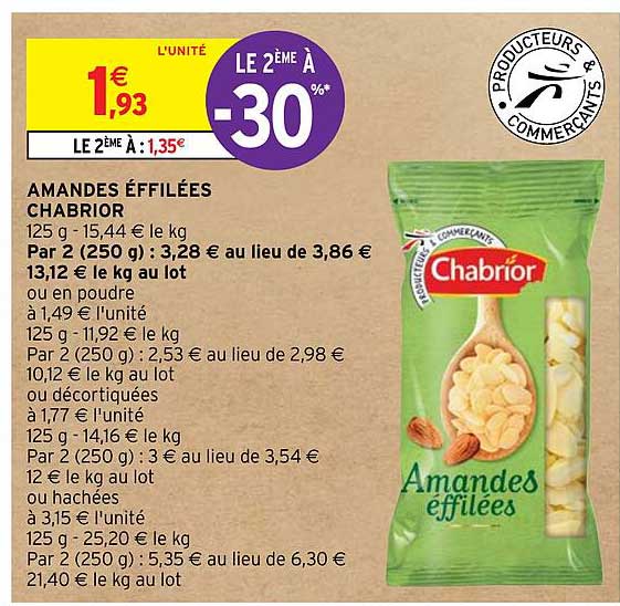 amandes éffilées chabrior