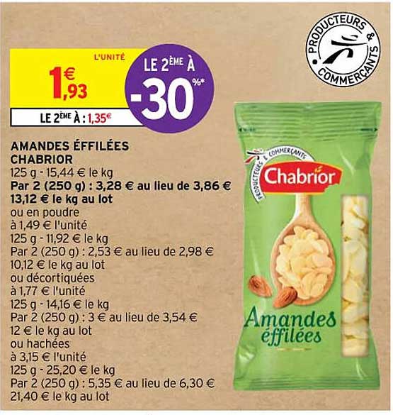 amandes éffilées chabrior