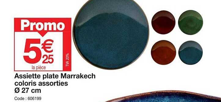 assiette plate marrakech coloris assortis ø 27 cm