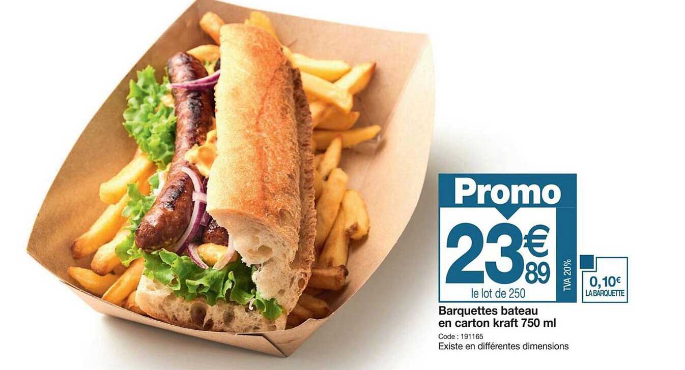 barquettes bateau en carton kraft 750 ml