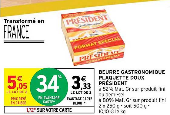 Beurre Gastronomique Plaquette Doux Président