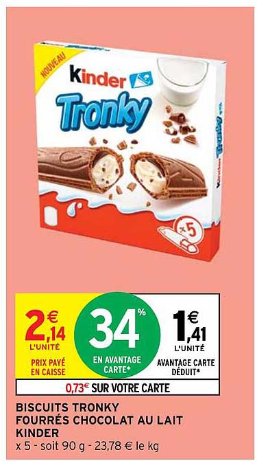 Biscuits Tronky Fourrés Chocolat Au Lait Kinder