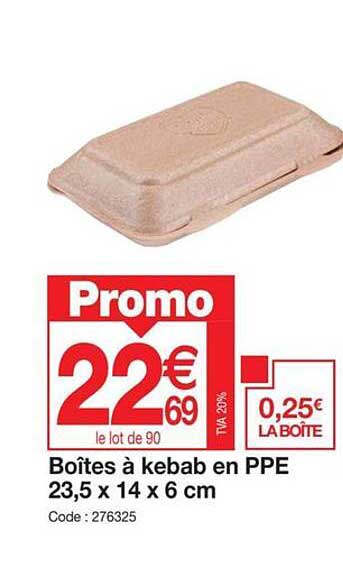 Boîtes à Kebab En Ppe 23,5 X 14 X 6 Cm