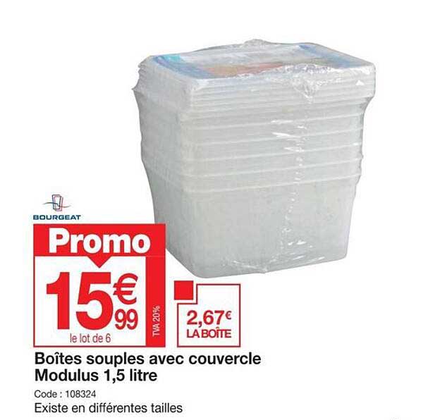 boîtes souples avec couvercle modulus 1,5 litre