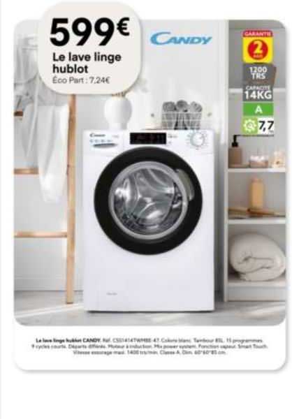 candy le lave linge hublot
