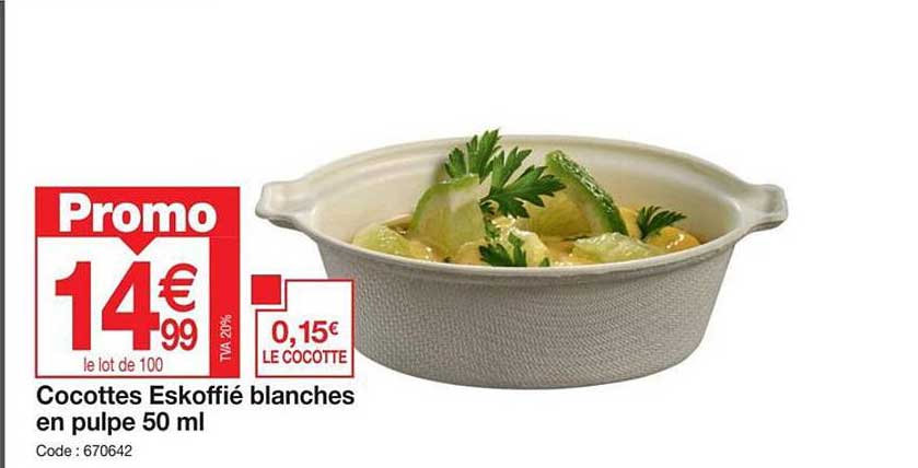 cocottes eskoffié blanches en pulpe 50 ml