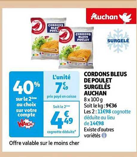 Cordons Bleus De Poulet Surgelés Auchan