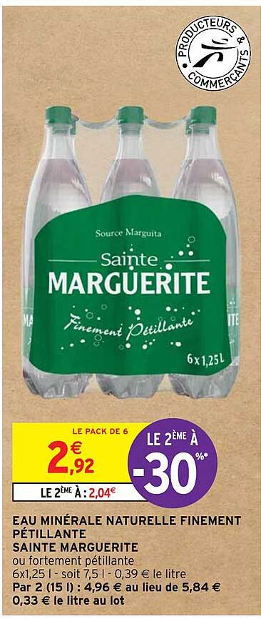 eau minérale naturelle finement pétillante sainte marguerite