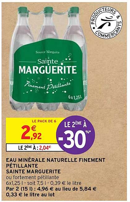 eau minérale naturelle finement pétillante sainte marguerite