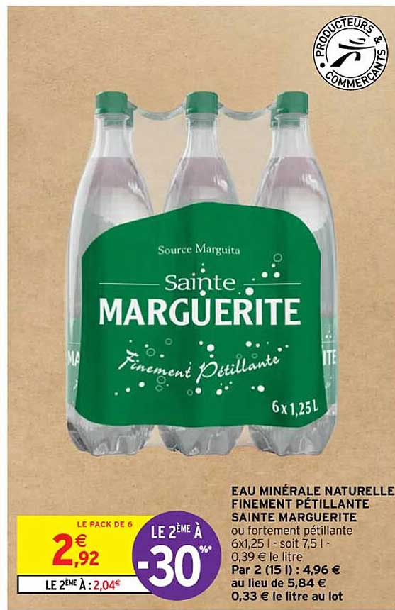 eau minérale naturelle finement pétillante sainte marguerite