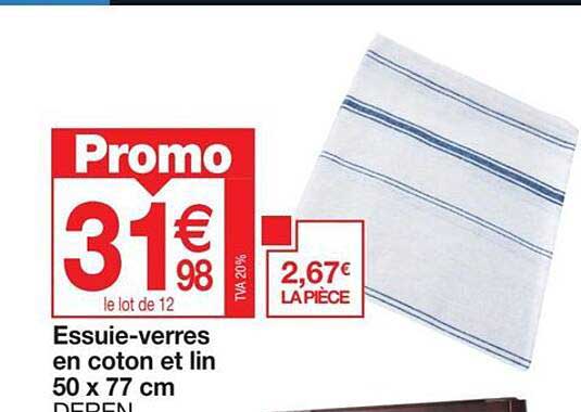 essuie-verres en coton et lin 50 x 77 cm deren