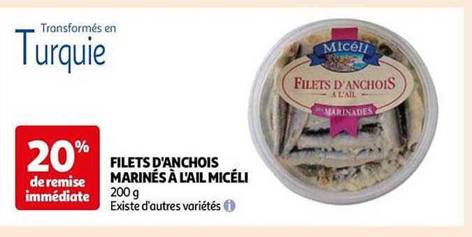filets d'anchois marinés à l'ail micéli