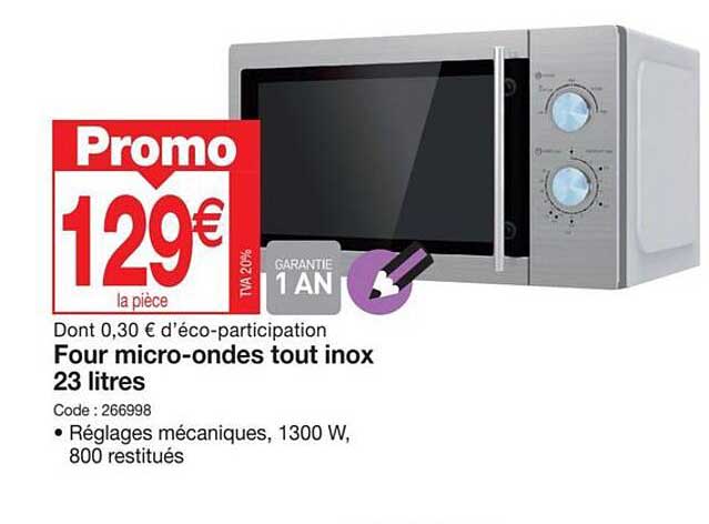 four micro-ondes tout inox 23 litres
