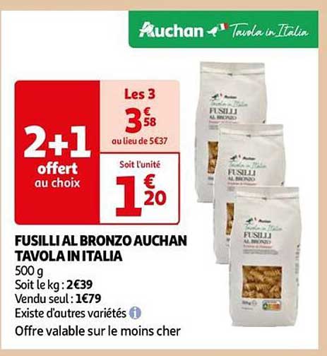 fusilli al bronzo auchan tavola italia