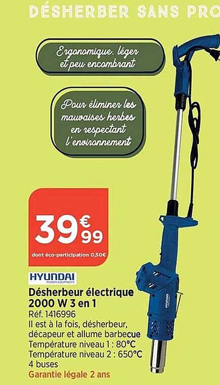 Hyundai Désherbeur éléctrique 2000 W 3 En 1