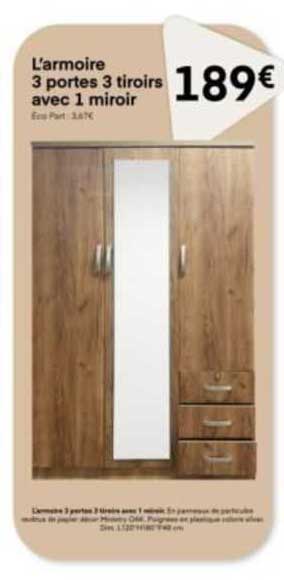 l'armoire 3 portes 3 tiroirs avec 1 miroir