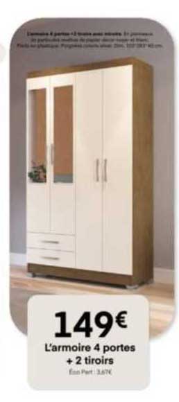 l'armoire 4 portes + 1 tiroirs