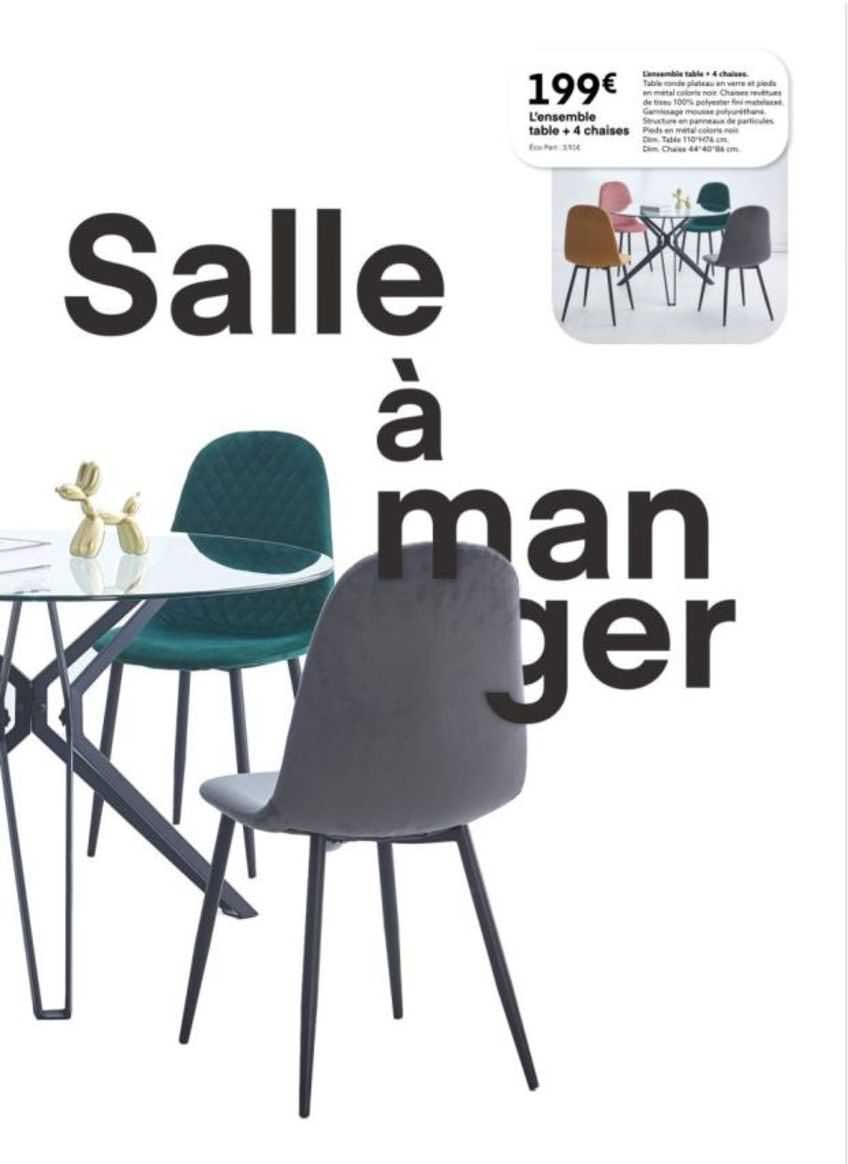 l'ensemble table + 4 chaises