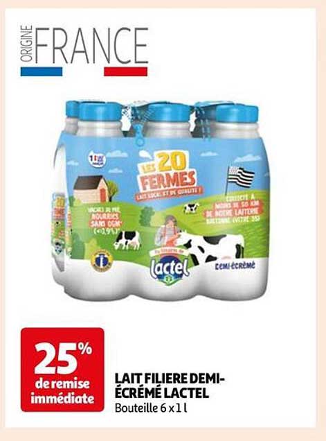 lait filière demi-écrémé lactel