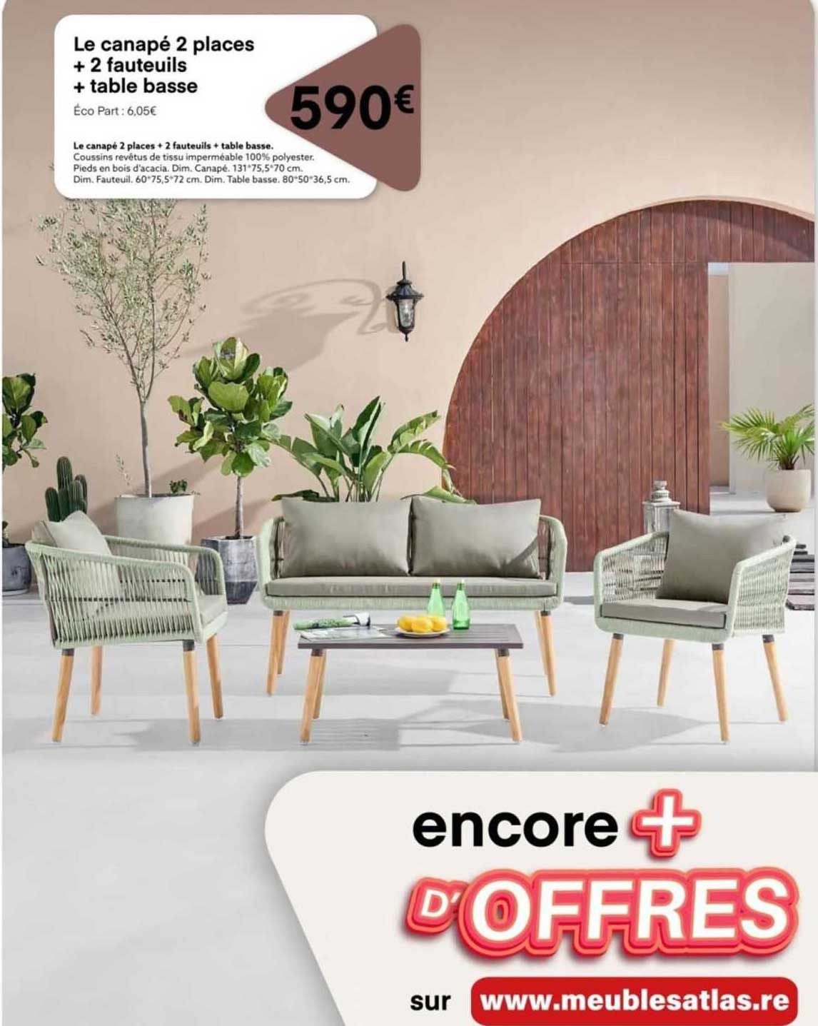 Le Canapé 2 Places + 2 Fauteuils + Table Basse