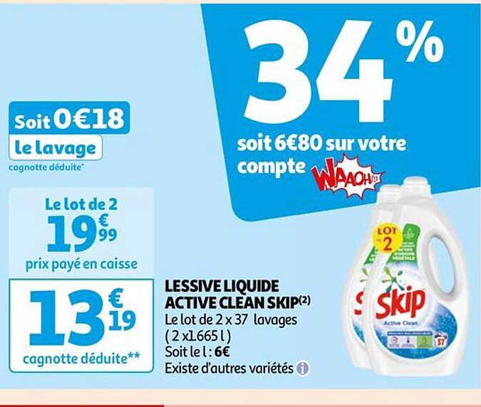 Lessive Liquide Active Clean Skip