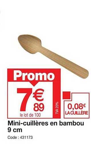 mini-cuillères en bambou 9 cm