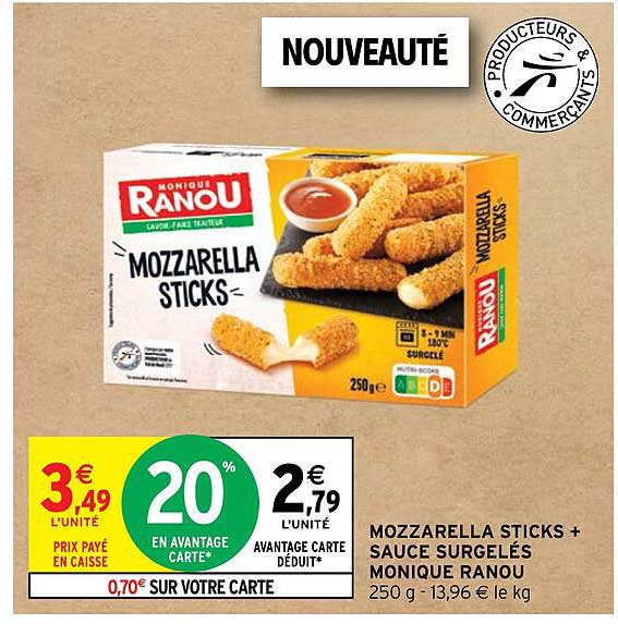 mozzarella sticks + sauce surgelés monique ranou