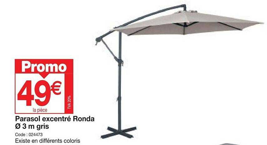 parasol excentré ronda ø 3 m gris