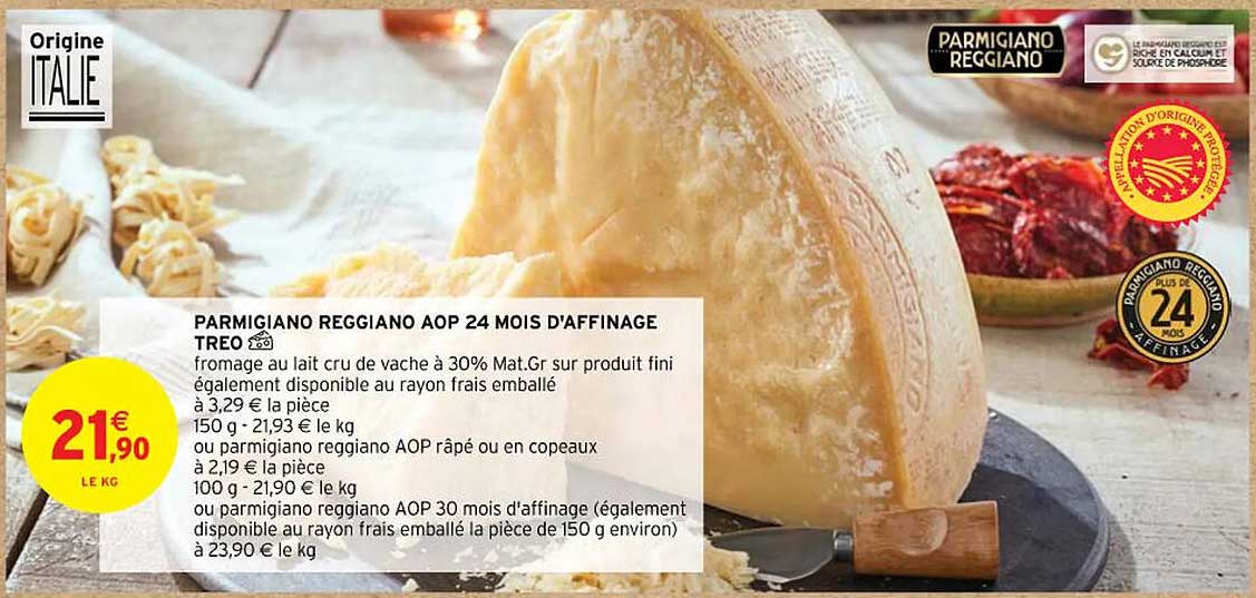 parmigiano reggiano aop 24 mois d'affinage tréo