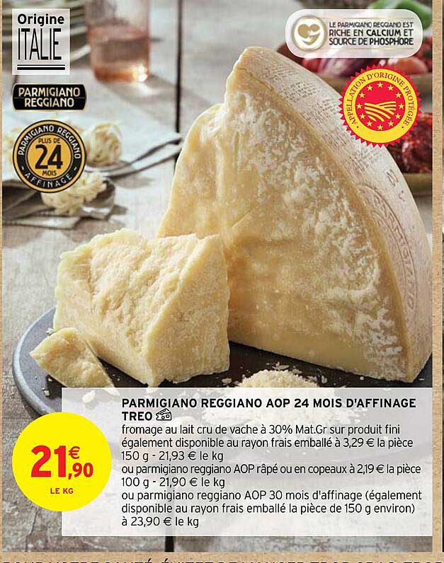 Parmigiano Reggiano Aop 24 Mois D'affinage Treo