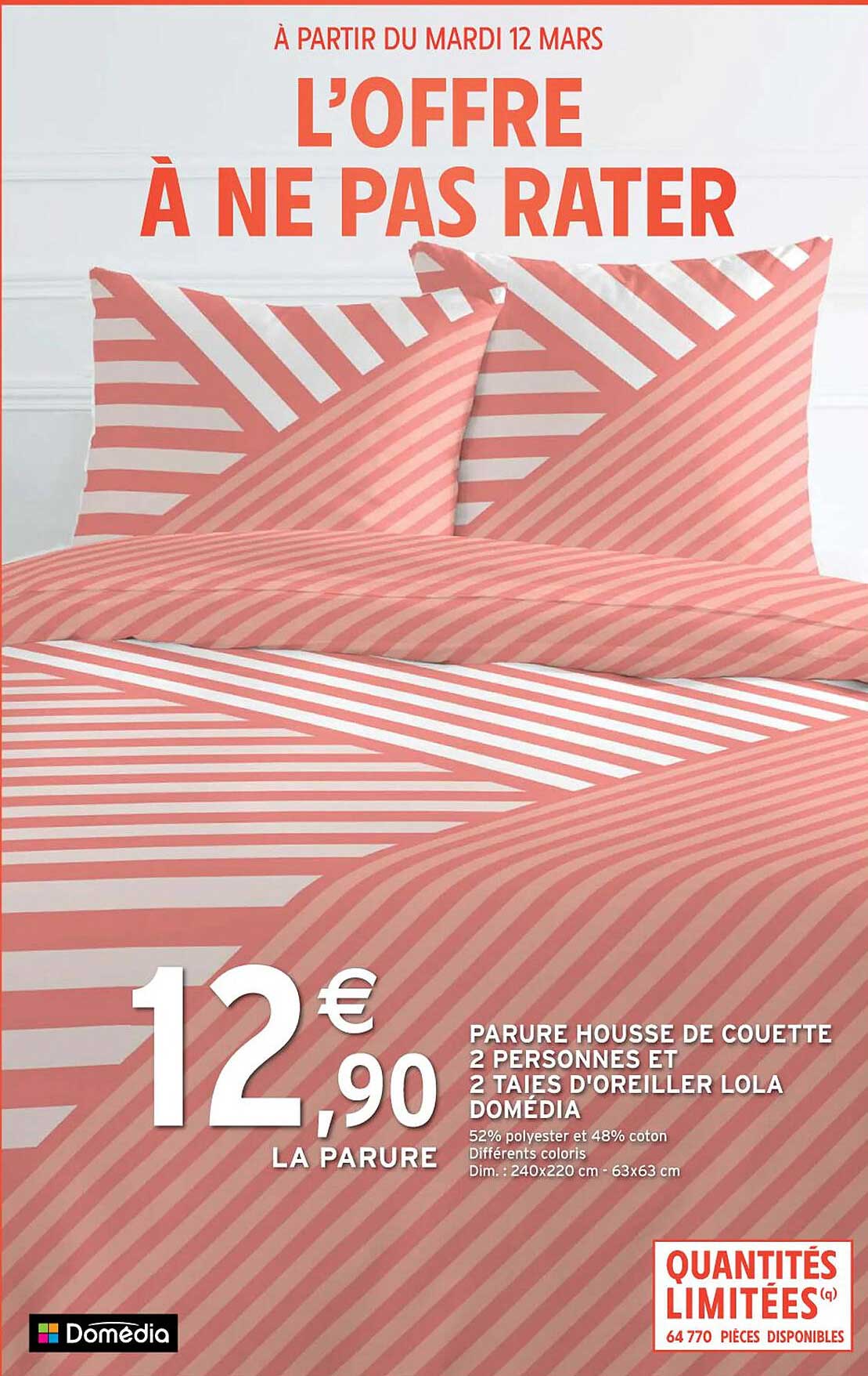 parure housse de couette 2 personnes et 2 taies d'oreiller lola domédia