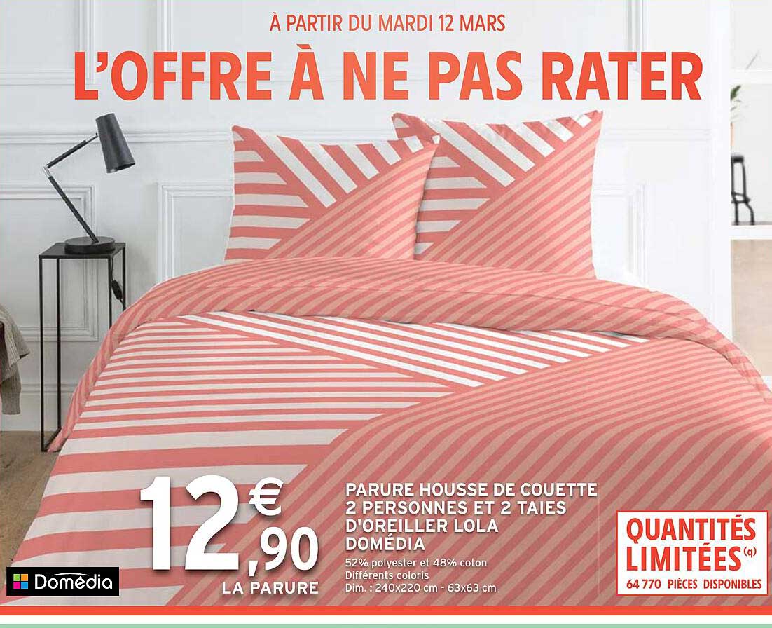 parure housse de couette 2 personnes et 2 taies d'oreiller lola domédia