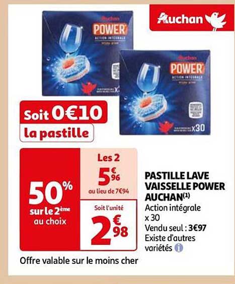 pastille lave vaisselle power auchan