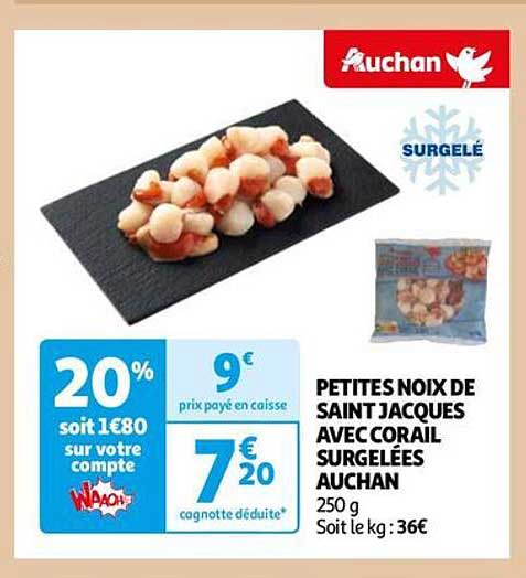 petites noix de saint jacques avec corail surgelées auchan