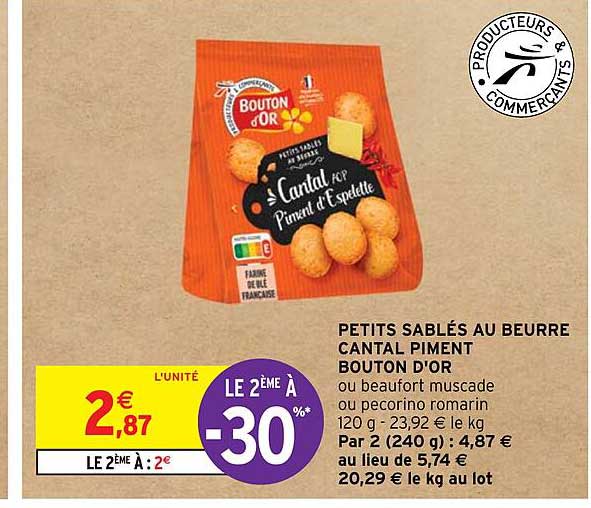 Petits Sablés Au Beurre Cantal Piment Bouton D'or