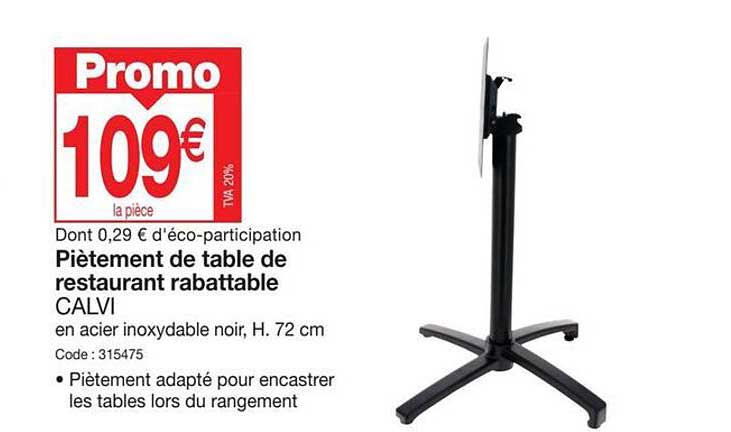 piètement de table de restaurant rabattable calvi