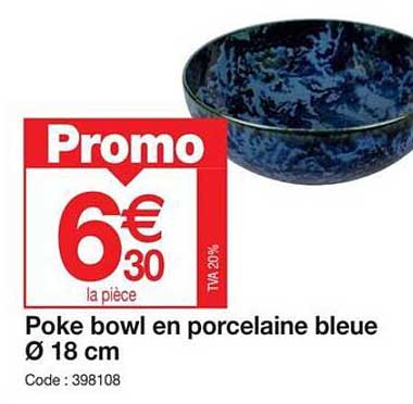 poke bowl en porcelaine bleue ø 18 cm