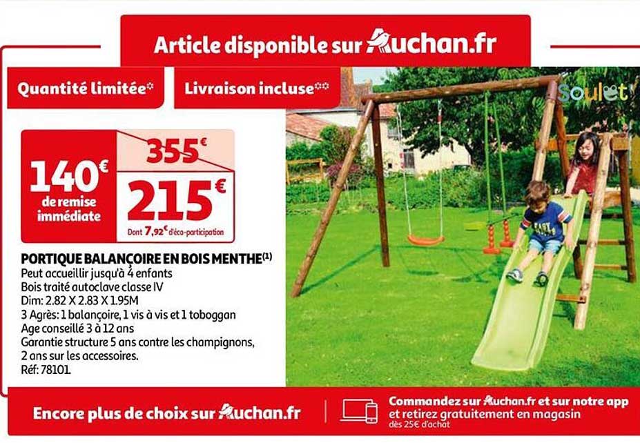 portique balançoire en bois menthe