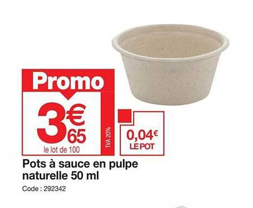 pots à sauce en pulpe naturelle 50 ml