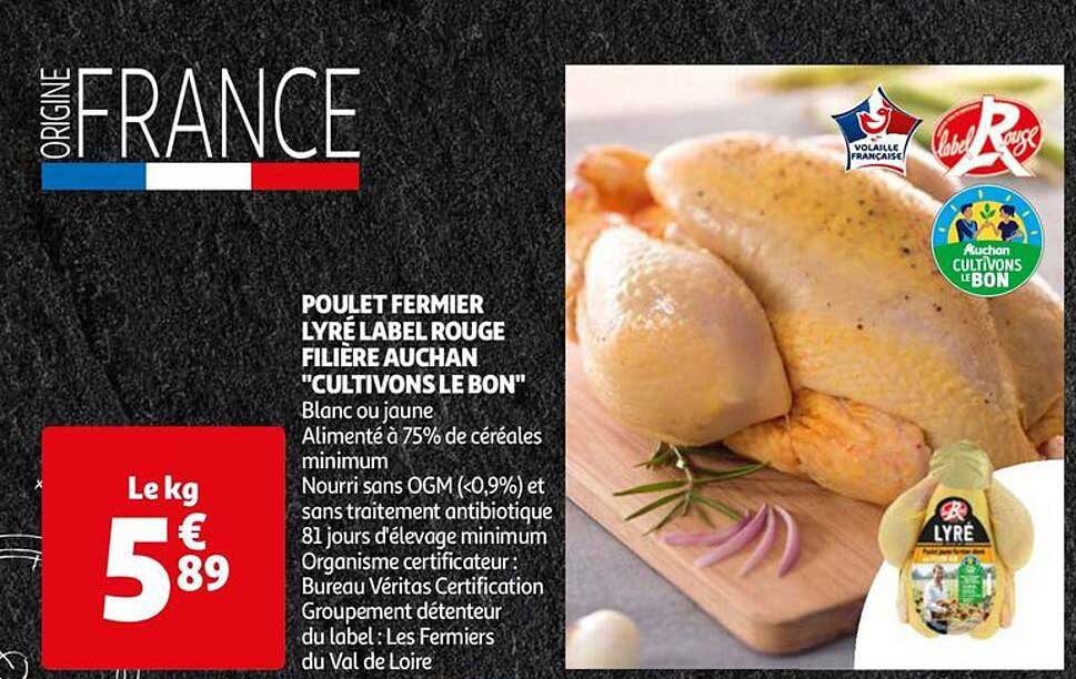 poulet fermier lyré label rouge filière auchan "cultivons le bon"